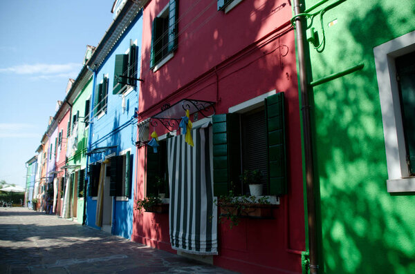 Colorful houses on Burano Island, Venice, Europe