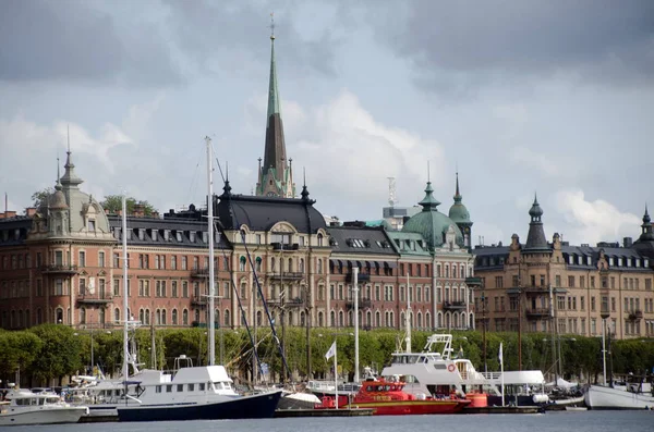 Buildings Ships Strandvagen Nybrokajen Stockholm — Stock Photo, Image