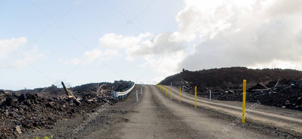 Road to  newly born Pohoiki  beach