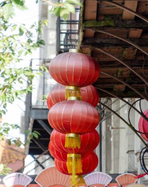 Red lanterns over Fisgard street clipart