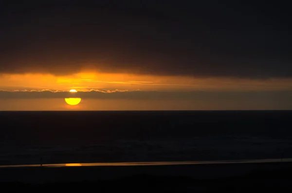 Sonnenuntergangsfarben Unterstreichen Den Wasserrand Strand Long Beach Washington — Stockfoto