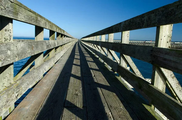 Wooden Bridge Wave Breaker Westhaven Cove Westport Grays Harbor Washington — Stock Photo, Image