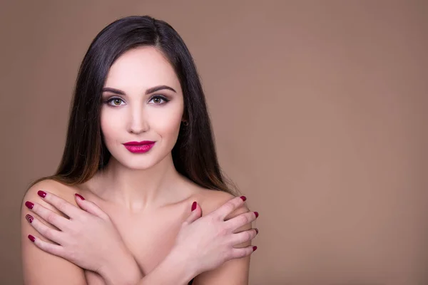 Maquiagem Conceito Cuidados Com Pele Close Retrato Jovem Mulher Bonita — Fotografia de Stock