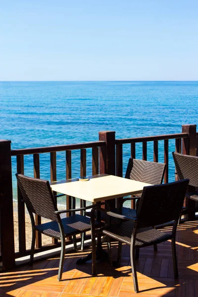 Table Chairs Summer Cafe Beautiful Sea View — Stock Photo, Image