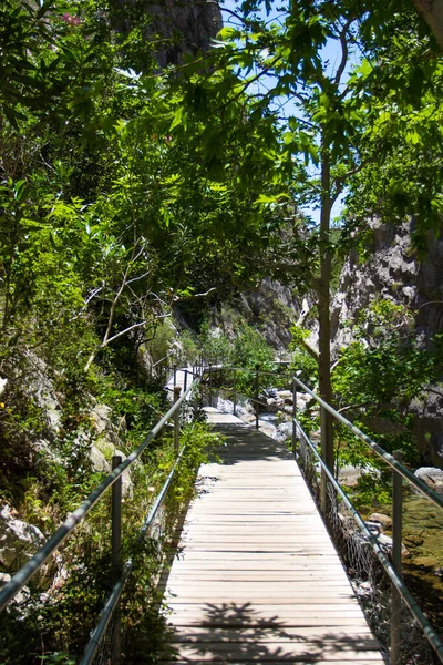 Türkiye 'de Sapadere Kanyonu' nda ahşap patika yol