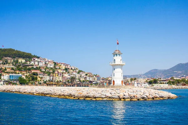Beautiful White Lighthouse Alanya Town Turkey — Stock Photo, Image