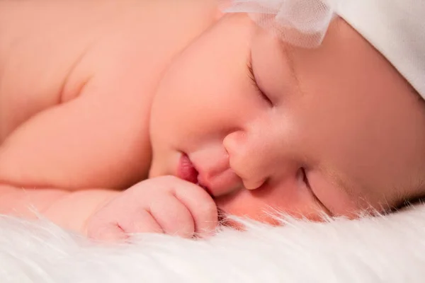 Close Portrait Cute Sleeping Newborn Baby — Stock Photo, Image