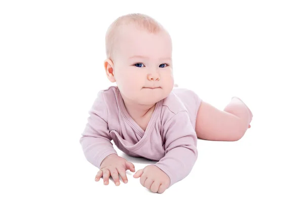 Retrato Bebê Menina Criança Isolada Fundo Branco — Fotografia de Stock