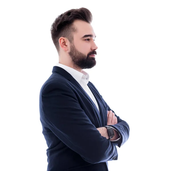 Retrato Hombre Negocios Barbudo Guapo Aislado Sobre Fondo Blanco —  Fotos de Stock