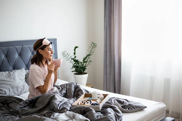 Buenos Días Concepto Fin Semana Retrato Joven Feliz Hermosa Mujer — Foto de Stock