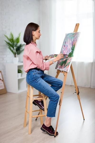 Art Creativity Inspiration Concept Full Length Portrait Young Beautiful Woman — Stock Photo, Image