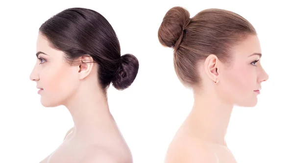 Make Huidverzorging Concept Zijaanzicht Van Mooie Vrouwen Met Een Perfecte — Stockfoto