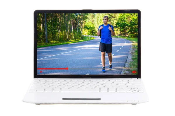Laptop Ekranındaki Video Günlüğü Beyaza Izole Edildi — Stok fotoğraf