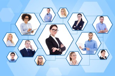 Sosyal medya ve internet kavramı - genç iş adamlarının portreleri