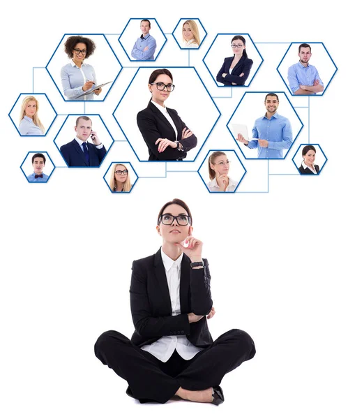 Career Team Work Concept Business Woman Dreaming Her Career Isolated — Stock Photo, Image