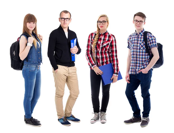 Teenagers Students Standing Isolated White Background — Stock Photo, Image