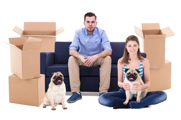 Jovem Casal Pronto Para Dia Movimento Isolado Fundo Branco — Fotografia de Stock