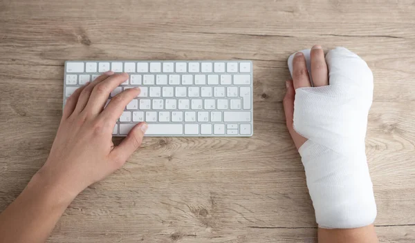 Health Care Work Insurance Concept Top View Male Hands Bandage — Stock Photo, Image