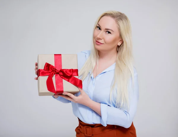 Giorno San Valentino Concetto Natale Ritratto Bella Elegante Size Donna — Foto Stock