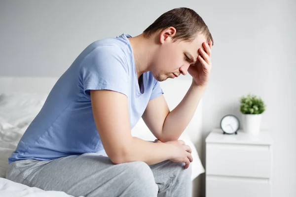 Insônia Depressão Dor Cabeça Conceito Impotência Retrato Homem Estressado Sentado — Fotografia de Stock