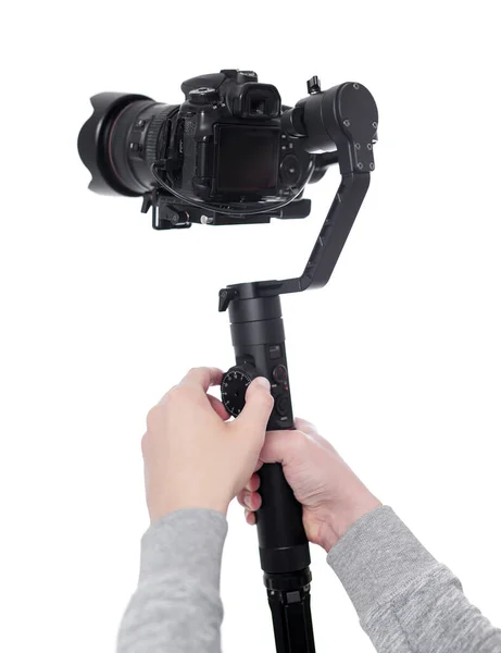 Moderne Dslr Kamera Auf Achsen Gimbal Stabilisator Mit Follow Fokus — Stockfoto