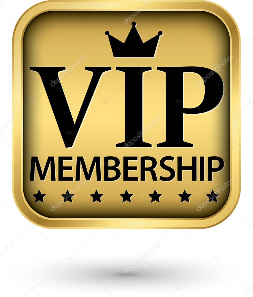 VIP membership golden label, vector illustration 