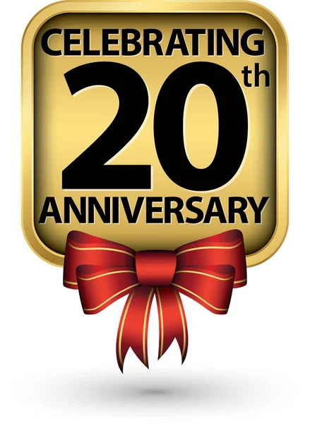 Celebrando Vigésimo Aniversário Selo Ouro Ilustração Vetorial —  Vetores de Stock