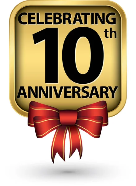 庆祝第十周年纪念金标签 矢量插画 — 图库矢量图片