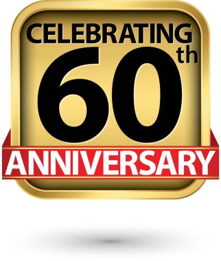 60 yıl yıldönümü altın etiket kutluyor, illüstrasyon vektör 