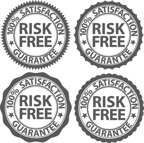 Risk Gratis 100 Tillfredsställelse Garanti Tecken Set Vektor Illustration — Stock vektor