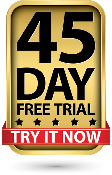 Day Free Trial Try Now Golden Label Vector Illustration — Stock Vector