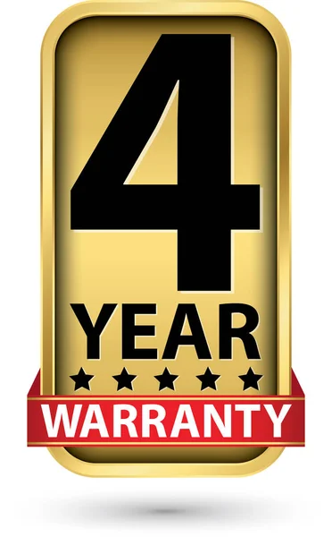 Year Warranty Golden Label Vector Illustration — Stock Vector
