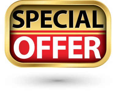 Özel Fırsat altın etiket kırmızı kurdele, vektör çizim ile