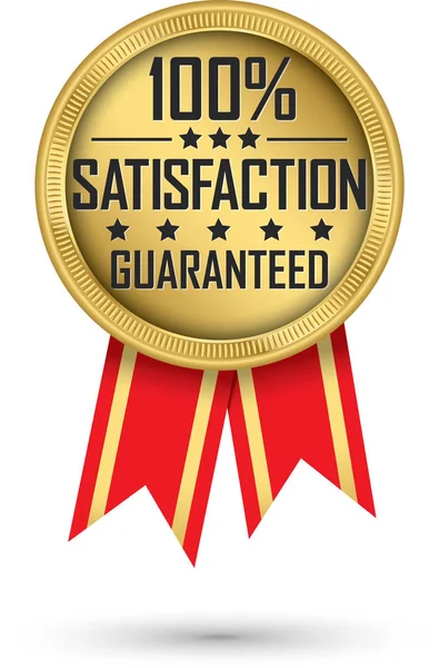 100 Satisfaction Guaranteed Gold Label Vector Illustration — Stock Vector