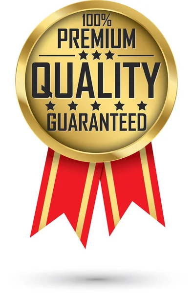 100 Premium Quality Guaranteed Gold Label Vector Illustration — Stock Vector