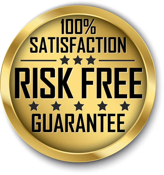 Risk Free 100 Satisfaction Guarantee Gold Label Vector Illustration — Stock Vector