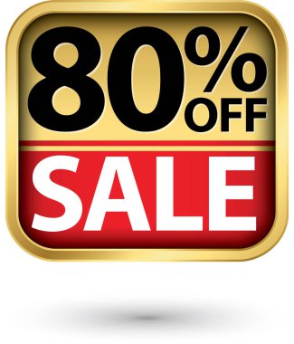 %80 off Satılık altın etiket kırmızı kurdele, vektör çizim ile
