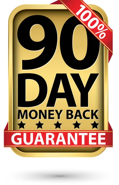 Дней 100 Money Back Guarantee Golden Sign Vector Illustration — стоковый вектор
