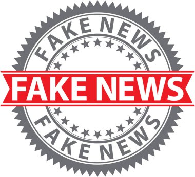 Sahte haber işareti, sahte haber rozet, vektör çizim