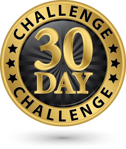 30 días desafío etiqueta dorada, ilustración vectorial Vector De Stock