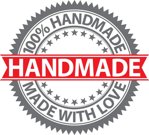 100% handmade label, made with love badge, vector illustration — Stock Vector