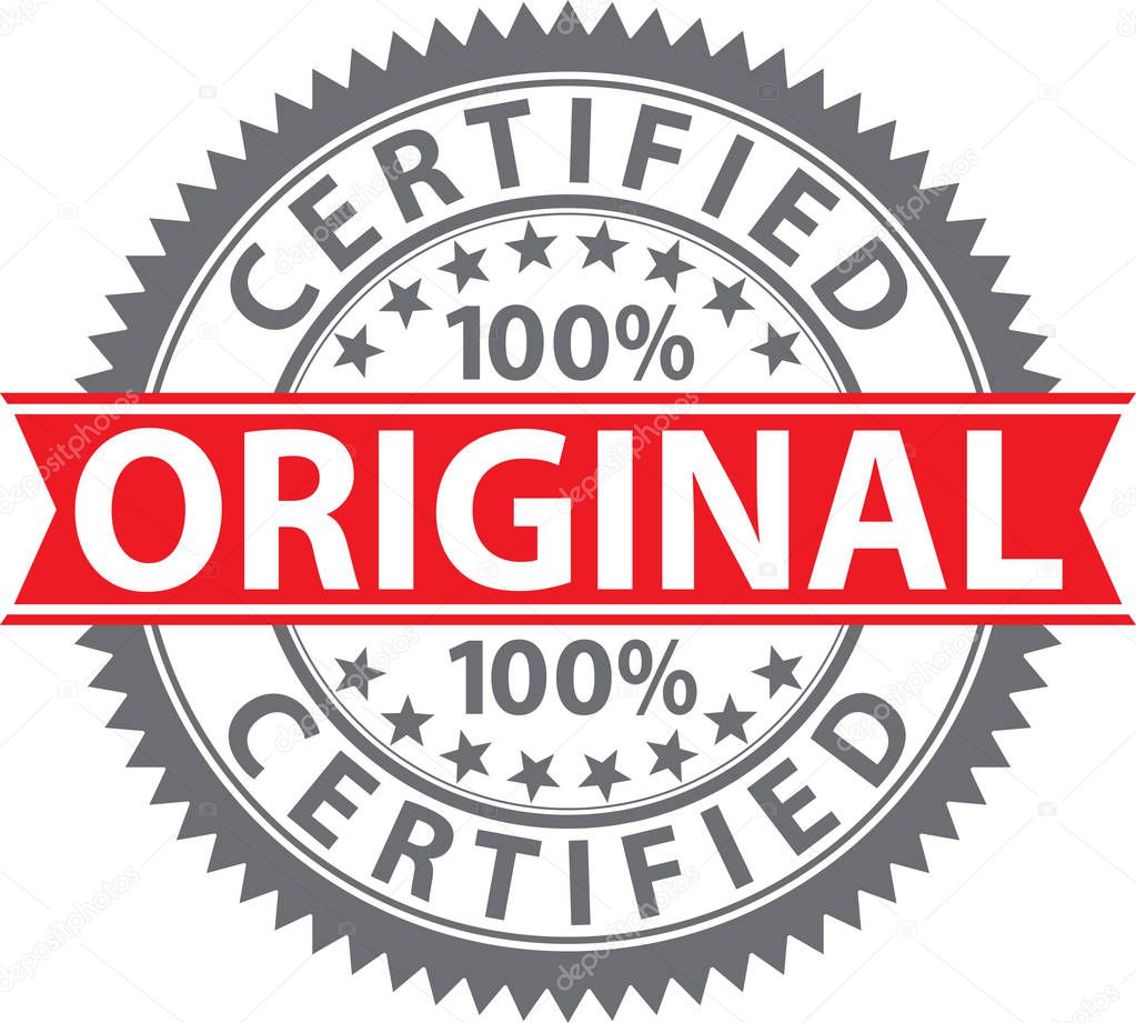 Original stamp, 100% certified original badge, vector illustration