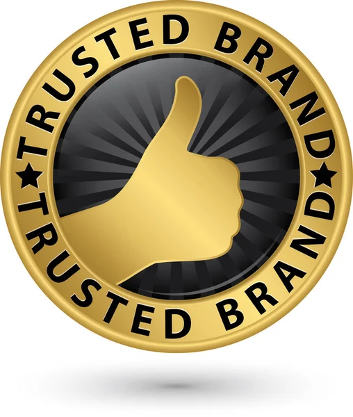 Trusted Brand Golden Label Thumb Vector Illustration — Stock Vector