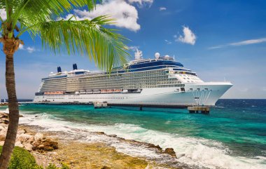 Cruise gemi limanda güneşli günde