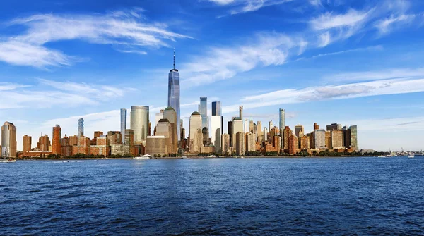 Panorama Ciudad Nueva York Con Manhattan Skyline Sobre Río Hudson —  Fotos de Stock