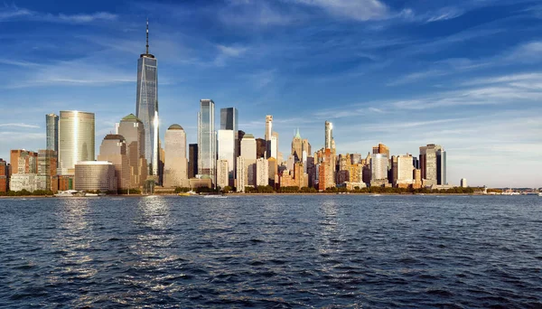 Panorama Nowego Jorku Panoramą Manhattanu Nad Rzeką Hudson Zachodzie Słońca — Zdjęcie stockowe