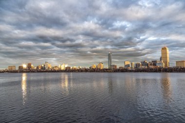 Günbatımında Boston manzarası