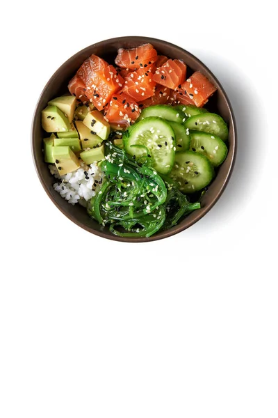 Poke bowl with fresh salmon — Stock Photo, Image