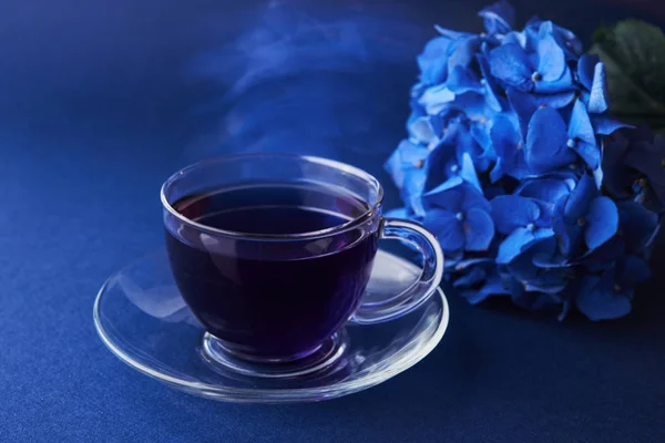 Cup of butterfly pea tea — Stock Photo, Image
