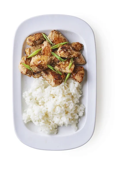 Frango e arroz em estilo asiático — Fotografia de Stock